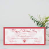 Valentijnsdag Coupon Feestdagenkaart (Staand voorkant)