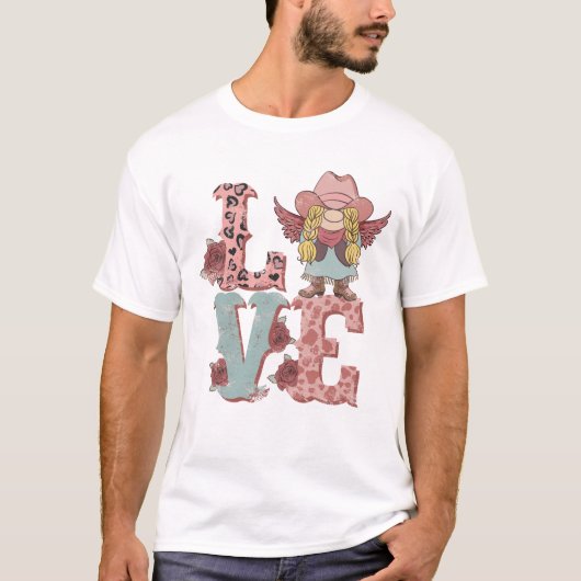 Valentijnsdag Cowgirl Liefde T-shirt (Voorkant)
