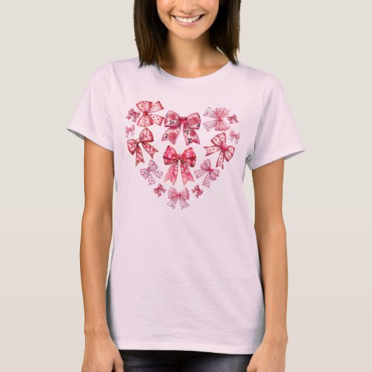 Valentijnsdag Croquette Bow Heart T-shirt (Voorkant)