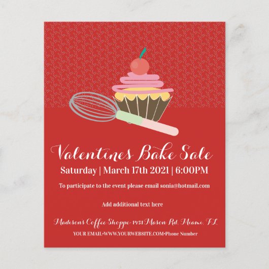 Valentijnsdag Cupcake Bake Sale Charity Event Flyer (Voorkant)