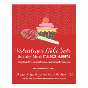 Valentijnsdag Cupcake Bake Sale Charity Event Flyer