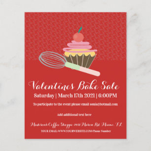 Valentijnsdag Cupcake Bake Sale Charity Event Flyer