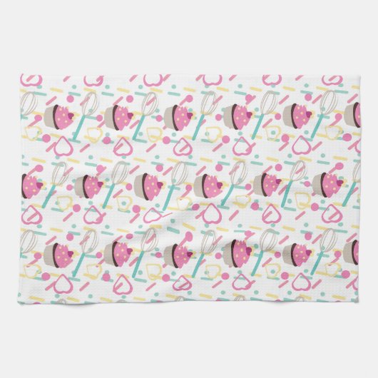 Valentijnsdag Cupcake Bakery Whisk Theedoek (Horizontaal)