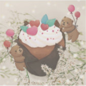 Valentijnsdag: Cupcake en teddyberen Sticker (Voorkant)