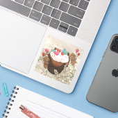 Valentijnsdag: Cupcake en teddyberen Sticker (Laptop met iPhone)