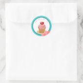 Valentijnsdag Cupcake Hart Ronde Sticker (Tas)