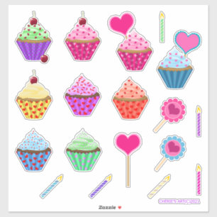 Valentijnsdag Cupcake Kit Sticker