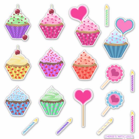 Valentijnsdag Cupcake Kit Sticker (Voorkant)