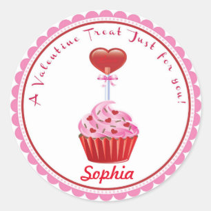 Valentijnsdag Cupcake Lollipop Stickers