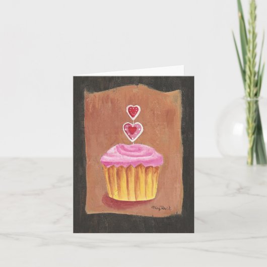 Valentijnsdag Cupcake Note Kaart (Voorkant)