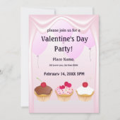 Valentijnsdag Cupcake Party Uitnodiging (Voorkant)
