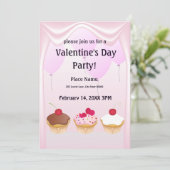 Valentijnsdag Cupcake Party Uitnodiging (Staand voorkant)