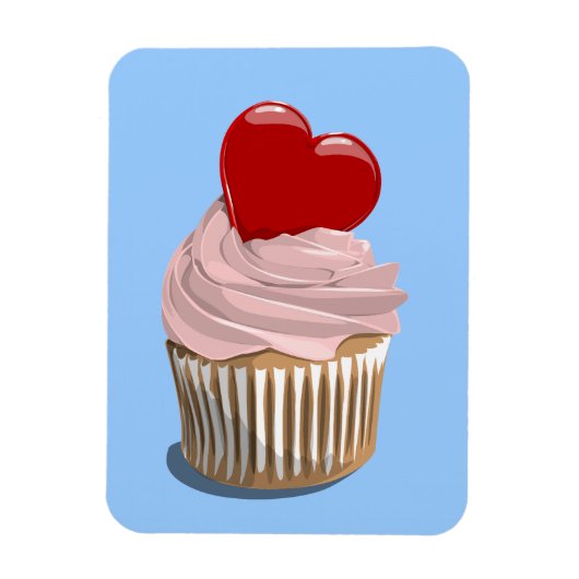 Valentijnsdag cupcake premium magneet (Verticaal)