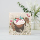 Valentijnsdag: Cupcake & Teddys Feestdagenkaart (Staand voorkant)