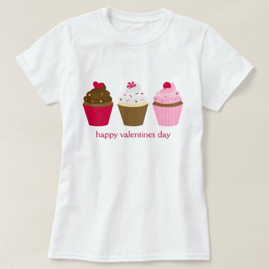 Valentijnsdag Cupcakes Custom T-shirt (Design voorkant)