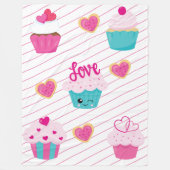 Valentijnsdag Cupcakes en Sweets Gift Fleece Deken (Voorkant)