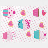 Valentijnsdag Cupcakes en Sweets Gift Fleece Deken (Voorkant (Horizontaal))