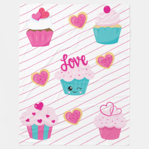 Valentijnsdag Cupcakes en Zoete Cadeaus Fleece Deken