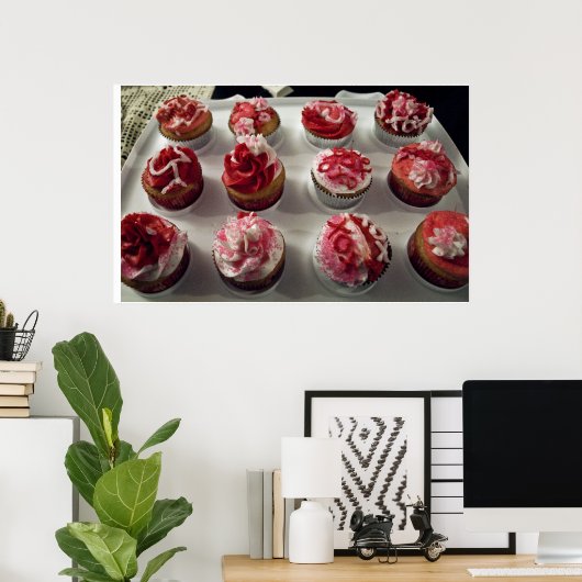Valentijnsdag Cupcakes Poster (Thuiskantoor)