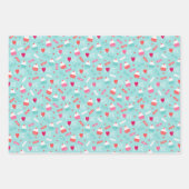 Valentijnsdag Cupcakes Snoep Rode Harten Inpakpapier Vel (Voorkant 3)