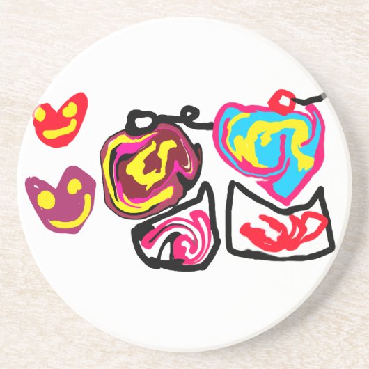 valentijnsdag cupcakes zandsteen onderzetter (Voorkant)