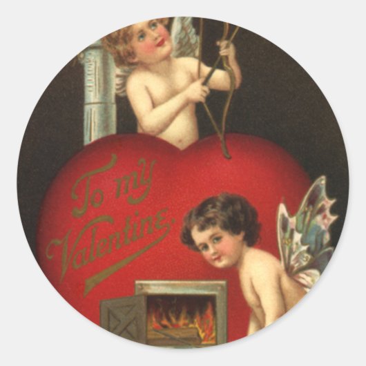  Valentijnsdag Cupid, Angels Burning Love Ronde Sticker (Voorkant)