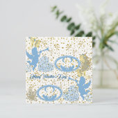 Valentijnsdag Cupid Blue Gold Sheen Romantic Cute (Staand voorkant)