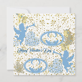 Valentijnsdag Cupid Blue Gold Sheen Romantic Cute