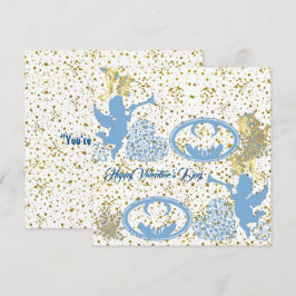 Valentijnsdag Cupid Blue Gold Sheen Romantic Cute
