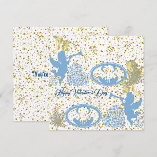 Valentijnsdag Cupid Blue Gold Sheen Romantic Cute