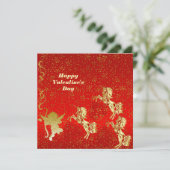 Valentijnsdag Cupid Gold Sparkle Romantic-kaart (Staand voorkant)