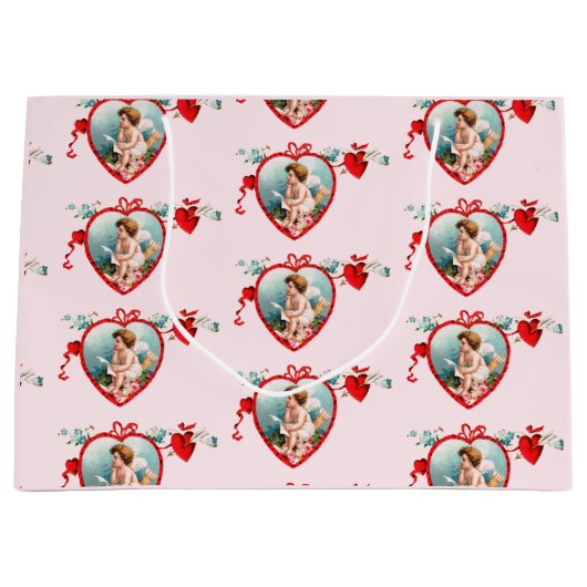  VALENTIJNSDAG CUPID HEART Gift Bag Groot Cadeauzakje (Voorkant)
