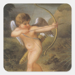  Valentijnsdag, Cupid met Bow en Pijl Vierkante Sticker