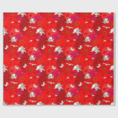 Valentijnsdag Cupid Vleugels Hart Rood Roze Cadeaupapier (Vlak)