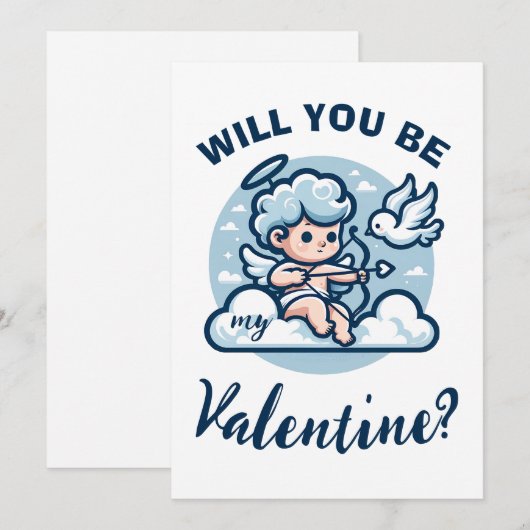 Valentijnsdag Cupido Dove Feestdagenkaart (Voorkant / Achterkant)