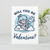 Valentijnsdag Cupido Dove Feestdagenkaart (Staand voorkant)