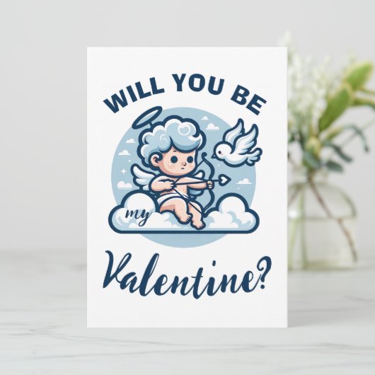 Valentijnsdag Cupido Dove Feestdagenkaart (Staand voorkant)