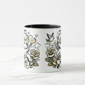 Valentijnsdag Cupido met gele rozen en duif Mok (Midden)