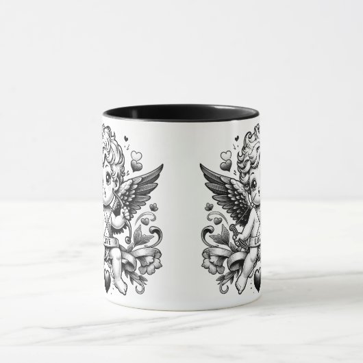 Valentijnsdag Cupido met rozen en duif Mok (Midden)