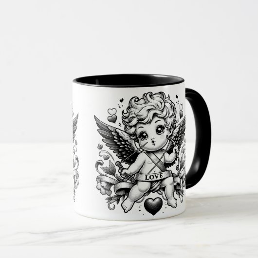 Valentijnsdag Cupido met rozen en duif Mok (Voorkant rechts)