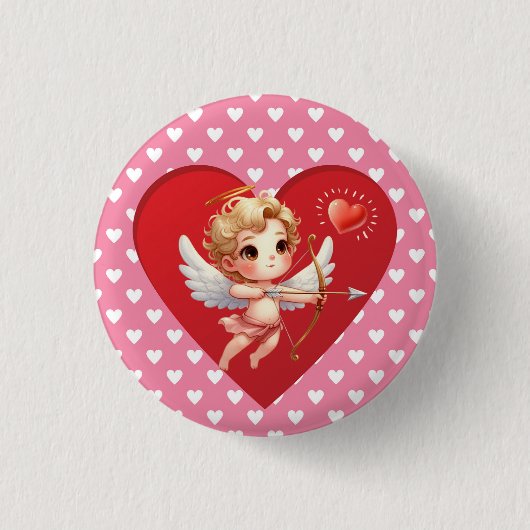Valentijnsdag Cupido Ronde Button 3,2 Cm (Voorkant)