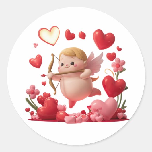 Valentijnsdag Cupido Schieten Sticker, Label (Voorkant)