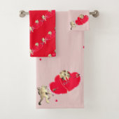 Valentijnsdag Cupido's Hearts Badhanddoek Set Bad Handdoek (Insitu)