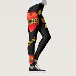 Valentijnsdag Cupid's Arrow Jouw naam BLACK Leggings