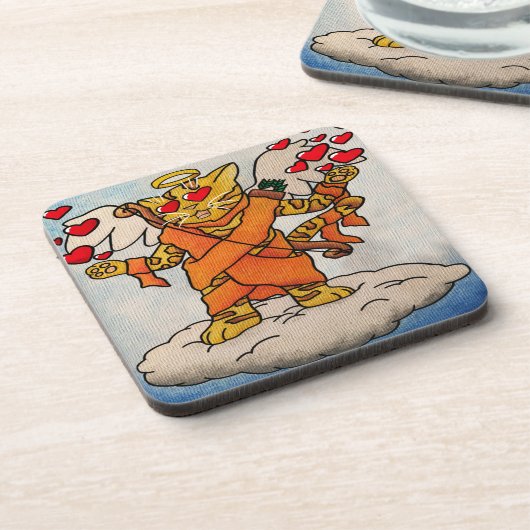 Valentijnsdag Cupid's Love Cat Bier Onderzetter (Linkerzijde)