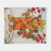 Valentijnsdag Cupid's Love Cat Fleece Deken (Voorkant (Horizontaal))