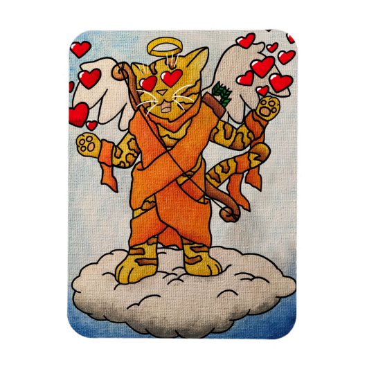 Valentijnsdag Cupid's Love Cat Magnet Magneet (Verticaal)