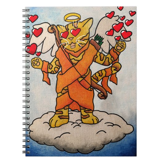Valentijnsdag Cupid's Love Cat Notitieboek (Voorkant)
