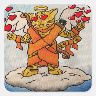 Valentijnsdag Cupid's Love Cat Vierkante Sticker