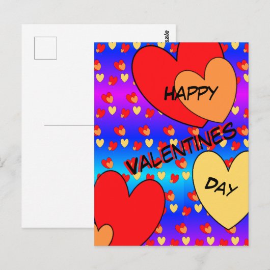 Valentijnsdag Cust. BG-kleurenBriefkaart Briefkaart (Voorkant / Achterkant)